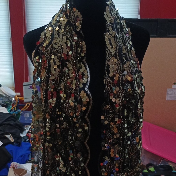 Betsey Johnson Black and Gold Sequin Accessory nwt - Picture 5 of 5
